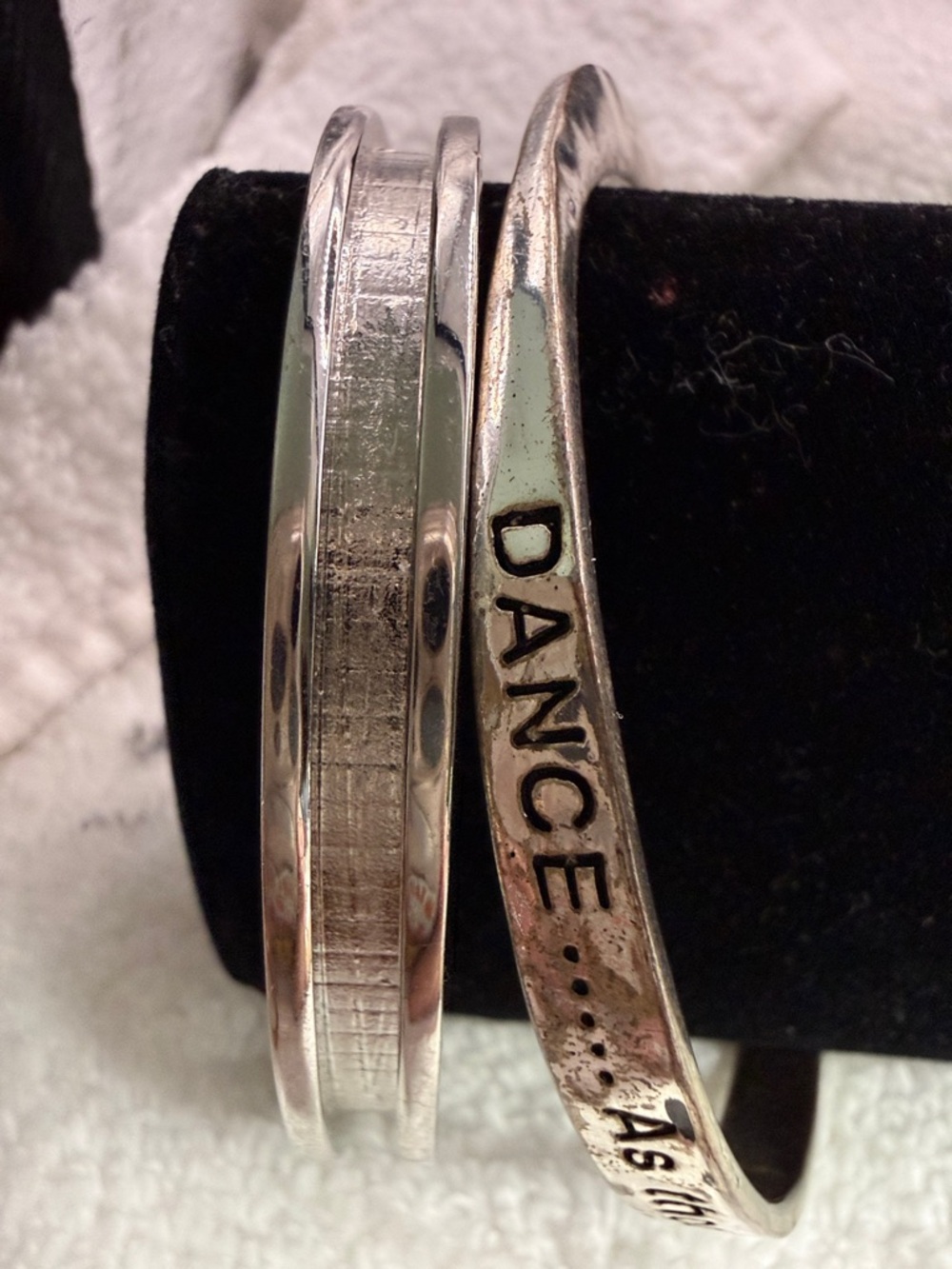 Inspirational 'DANCE' Silver-Tone Bangle Bracelet, 1 silvertone plain bangle